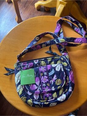 Vera Bradley Navy Purple Floral Quilted Crossbody Bag